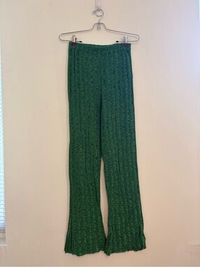 Paloma Wool Green Ribbed Knit Flare Pants